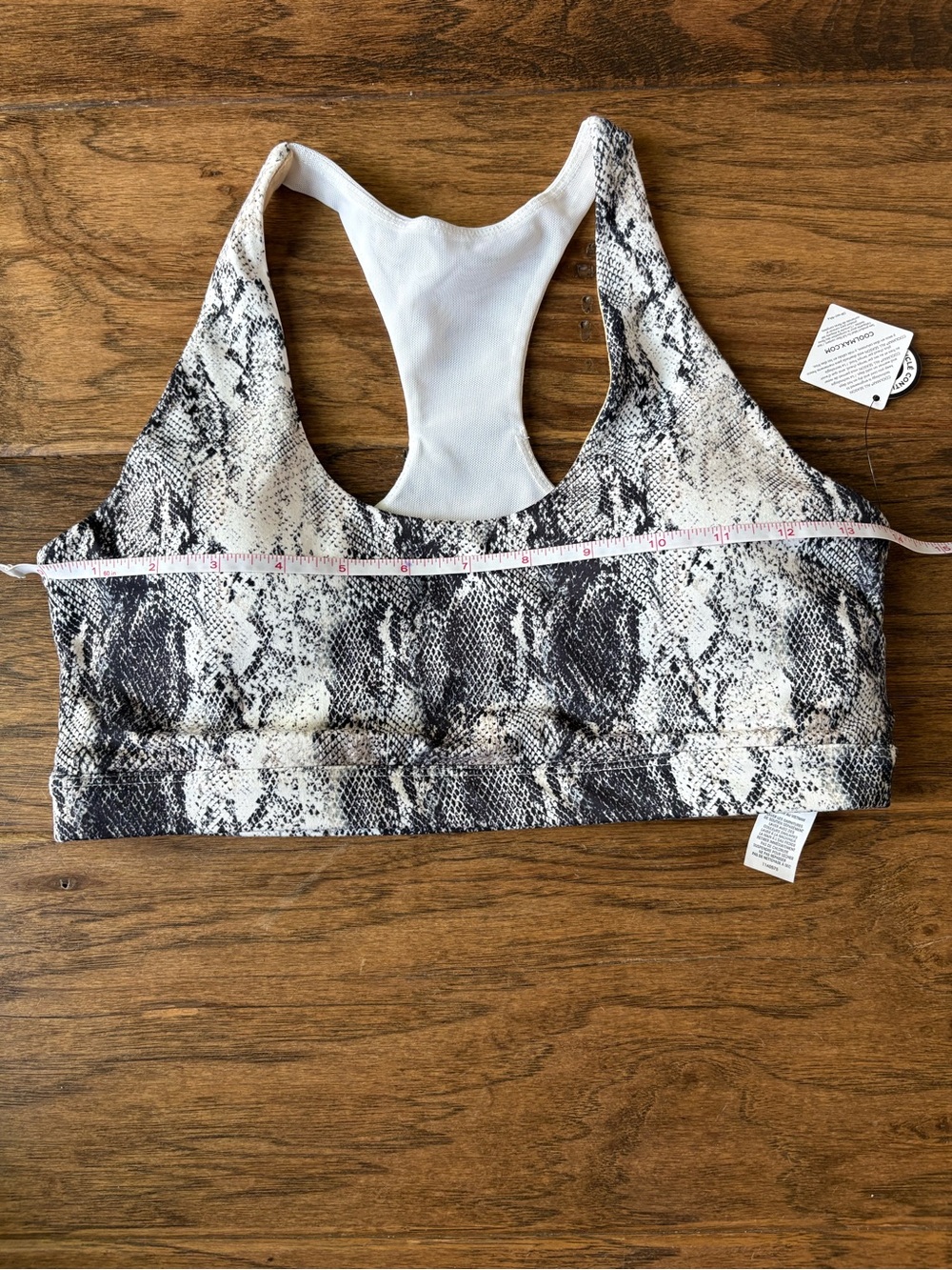 MPG Snake-Print Racerback Sports Bra in Black & White